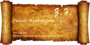 Zwick Hieronima névjegykártya